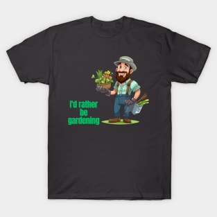 Cartoon design of a male gardener with humorous saying T-Shirt